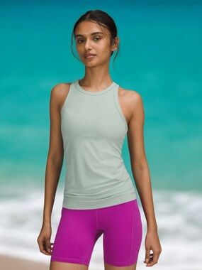 Lululemon Align Waist-Length Racerback Tank Top in Silver Blue Sz 6